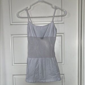White Mesh-Panel Camisole Slip Dress